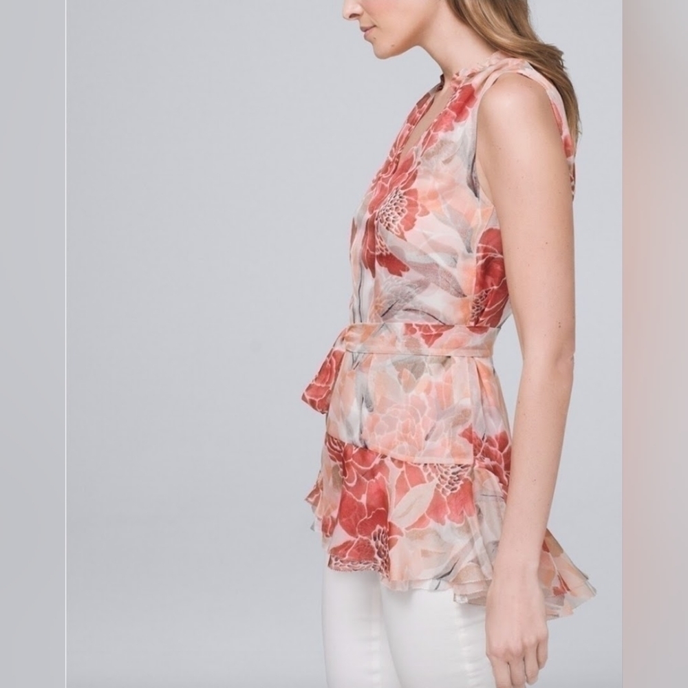 White House Black Market Small Floral Tunic Blouse - Picture 3 of 6